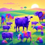 La vaca púrpura y un rebaño arcoiris