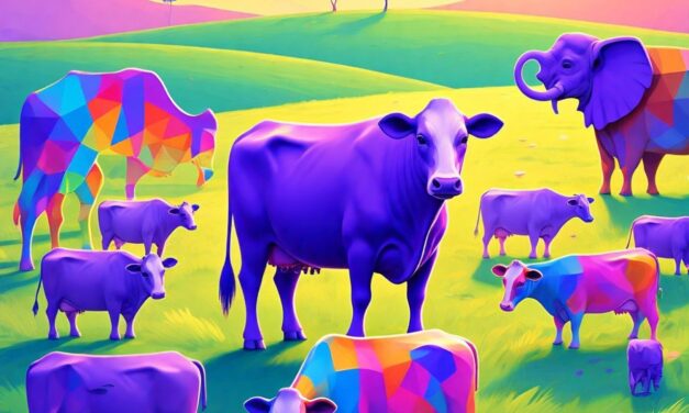 La vaca púrpura y un rebaño arcoiris